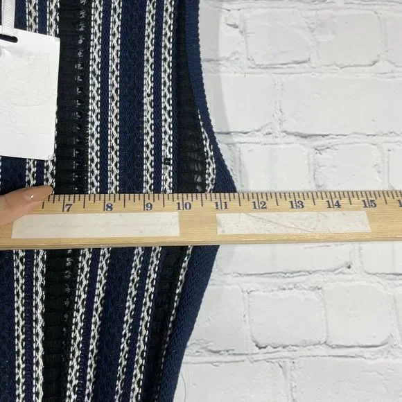 Harlyn Fit and Flare Dress Women’s Medium Navy Blue Sleeveless Open Knit Fit NWT - Picture 14 of 16